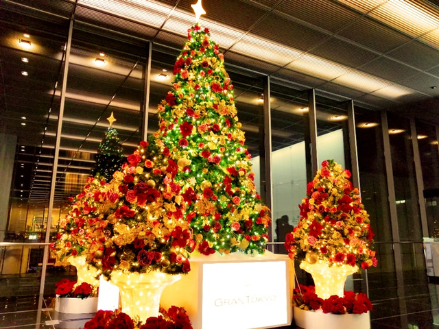 クリスマスツリー イルミネーション 花